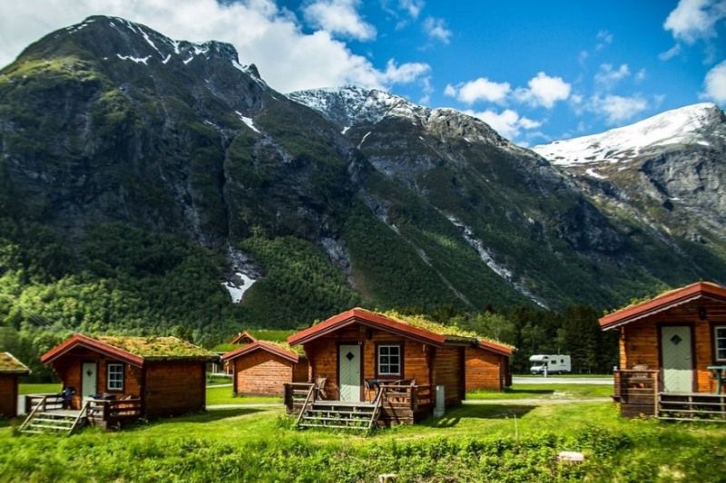 PlusCamp Trollstigen Camping og Gjestegard hytter en prachtig uitzicht